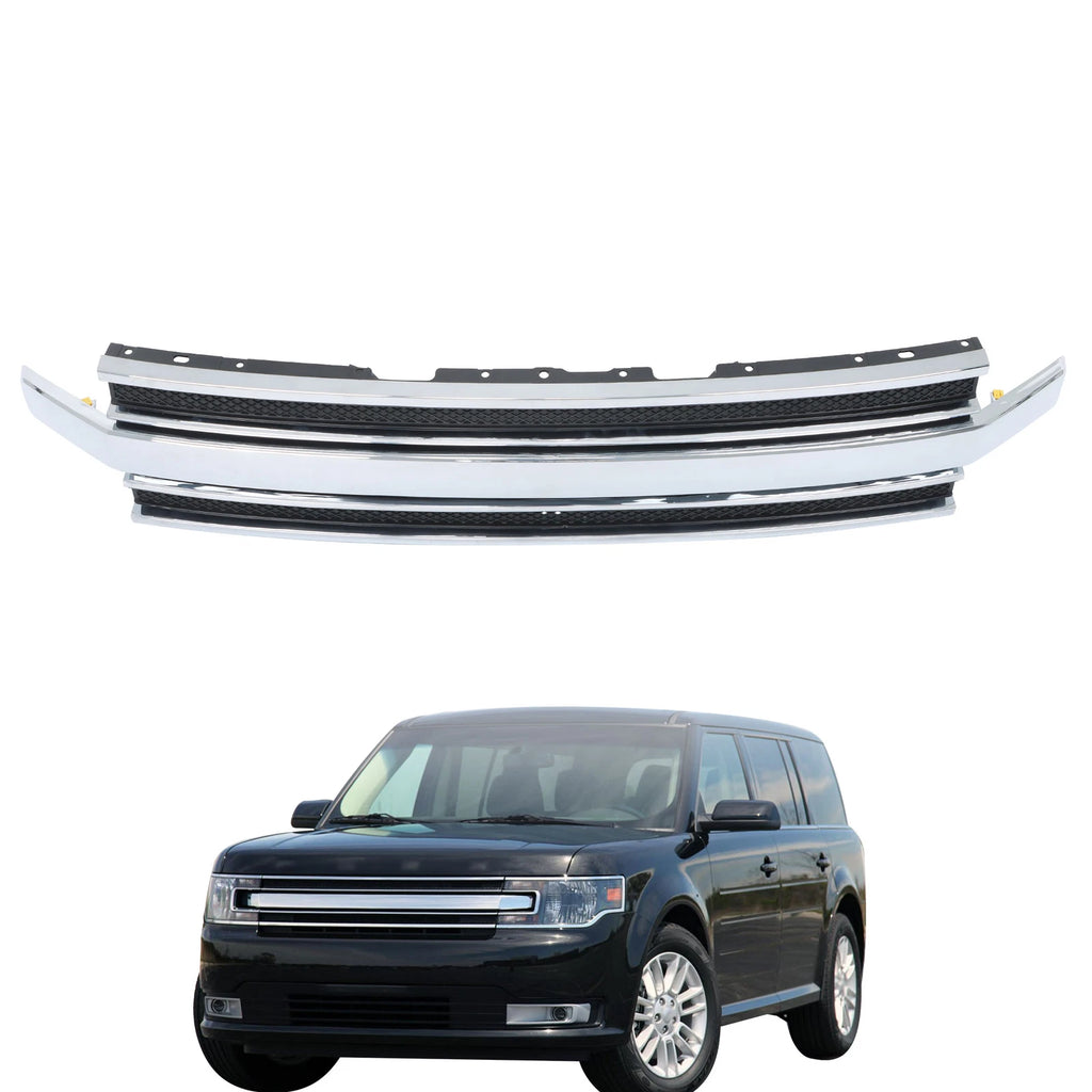 Front Upper Bumper Grille with Chrome Trim for Ford Flex (2013–2019)