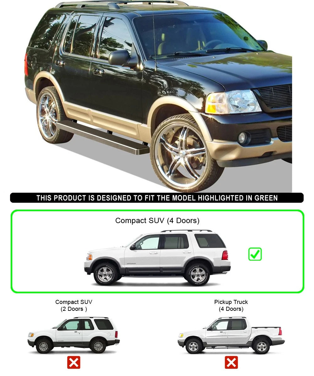 Set of 2 Stainless Steel Running Boards for Ford Explorer (2002–2005)