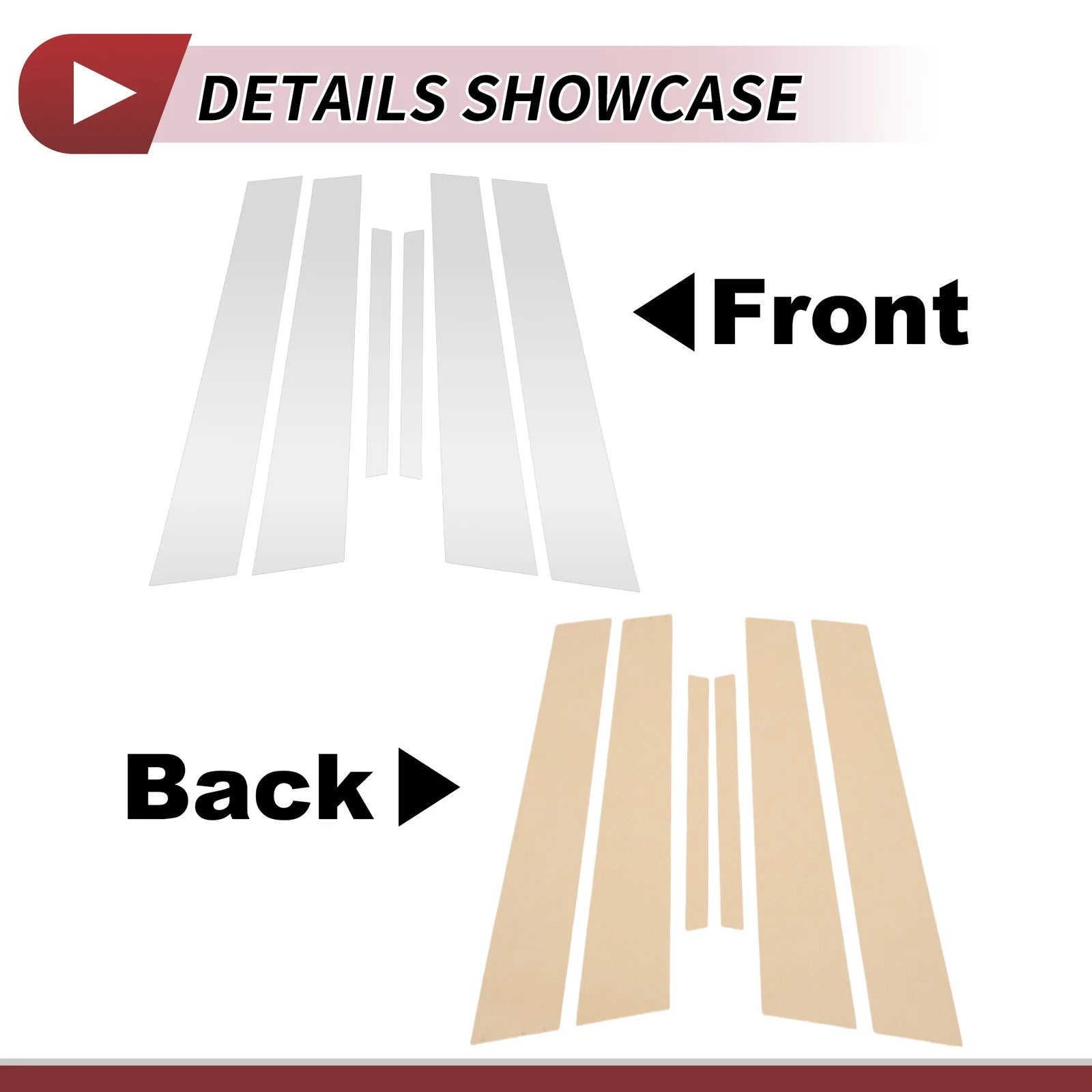 6 Pcs Door Pillar Window Trim for Nissan Maxima (2009–2015) Silver Tone