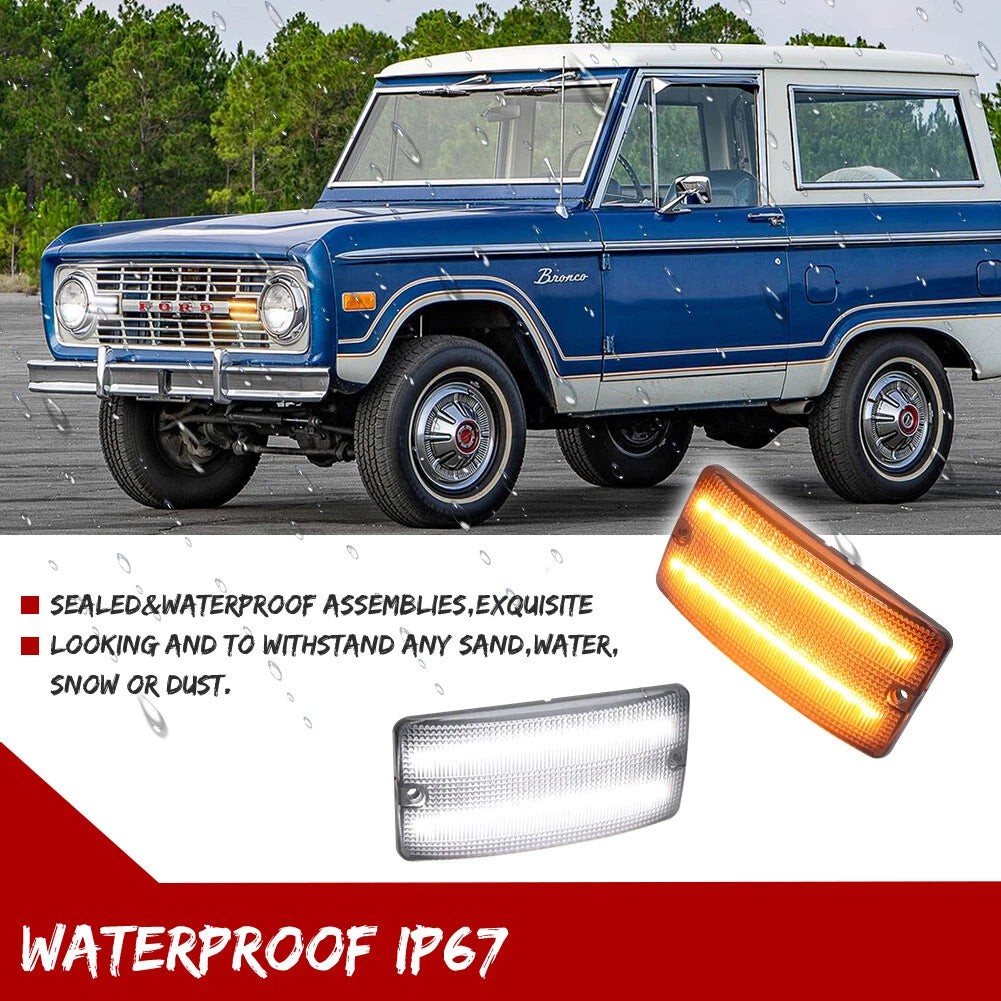 Smoked Lens Switchback LED Turn Signal Lights for Ford Bronco (1969–1977)