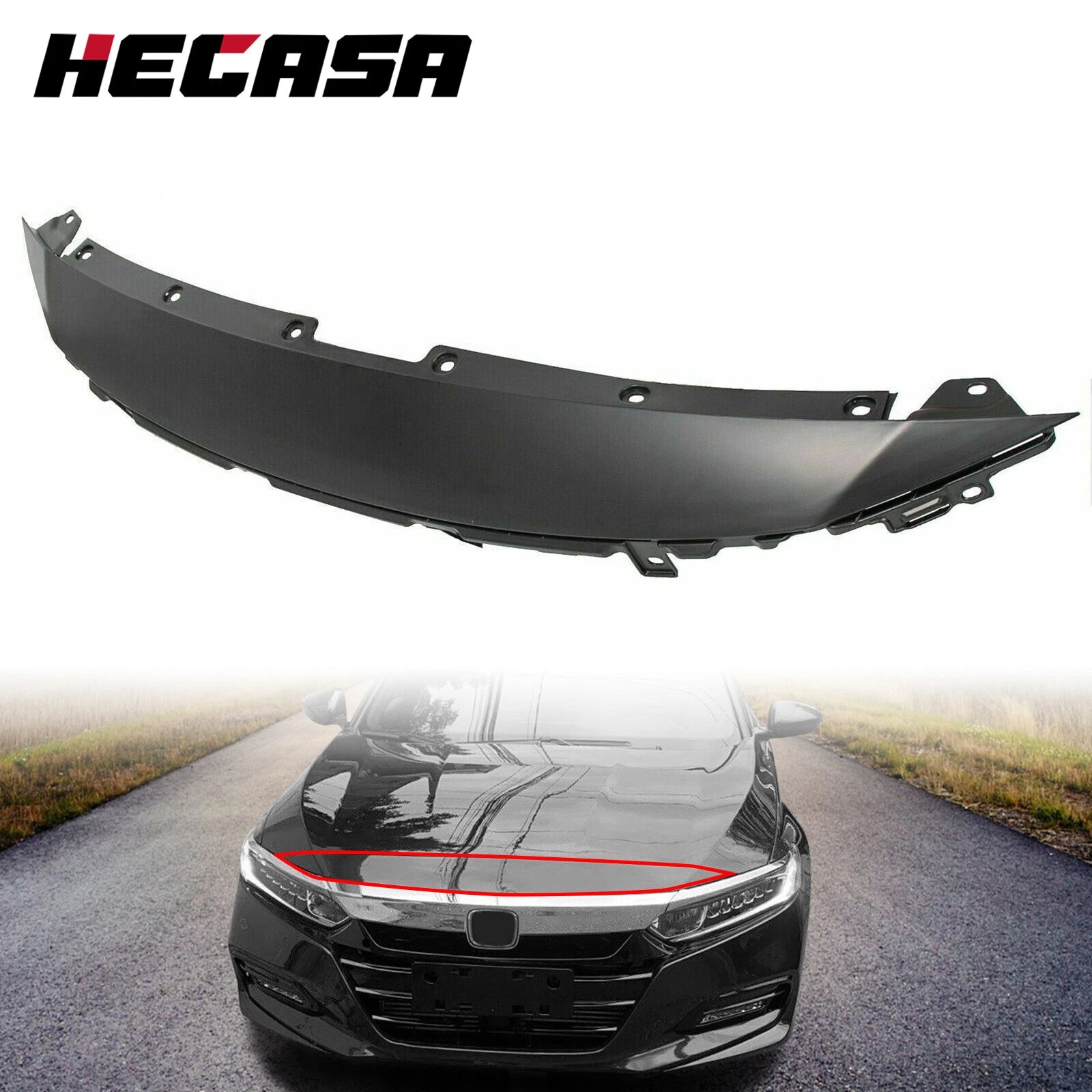 Front Upper Grille Molding for Honda Accord Sedan (2018–2020) Black
