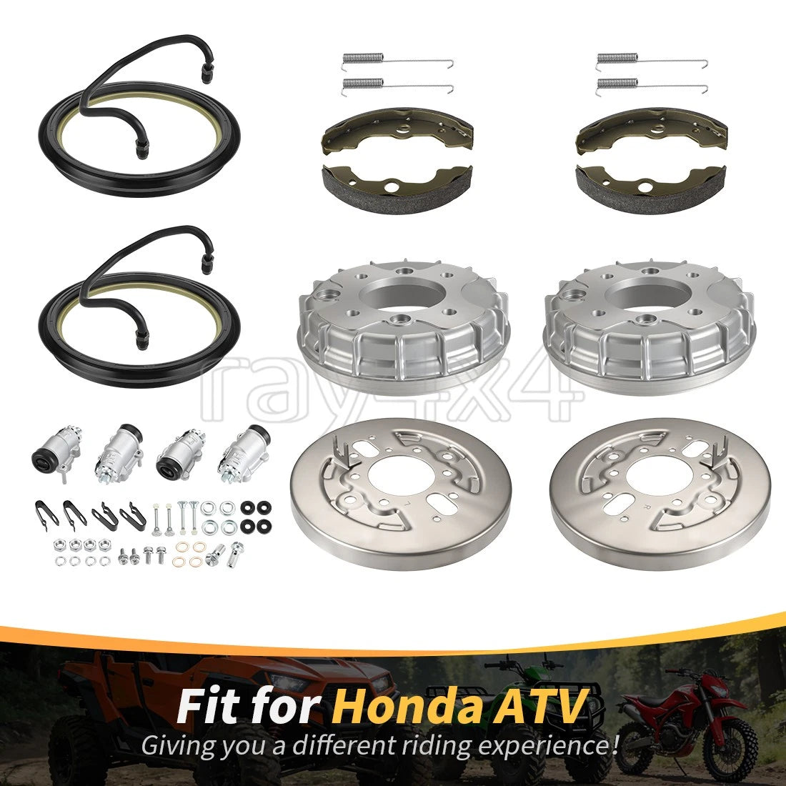 Front Brake Drum Shoes Kit & Wheel Cylinder for Honda Rubicon 500 Rincon 650 (2001–2021)