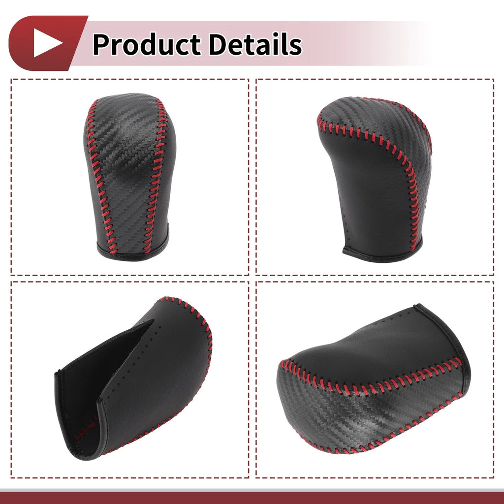Gear Shift Knob Cover for Subaru Forester (2006–2012) Black Red Faux Leather