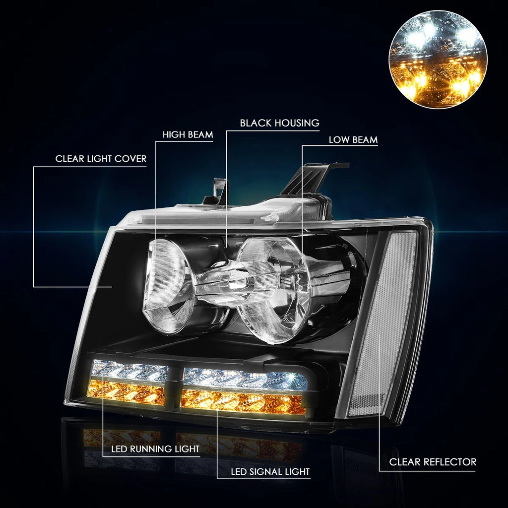 LED DRL Turn Signal Headlight for Tahoe/Suburban (2007–2014)