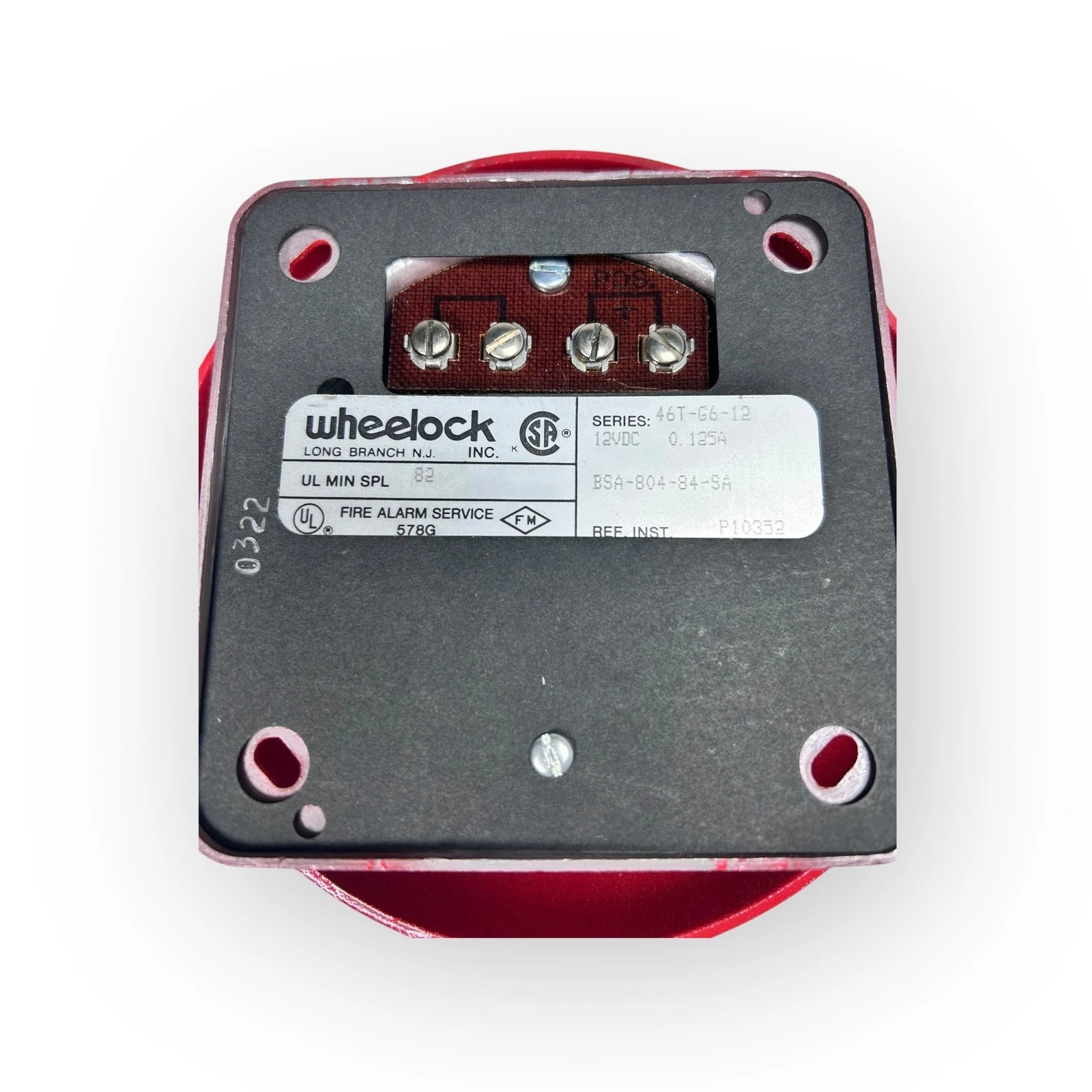Vibrating Fire Alarm 12V for Wheelock 46T-G6-12-R (Indoor/Outdoor)