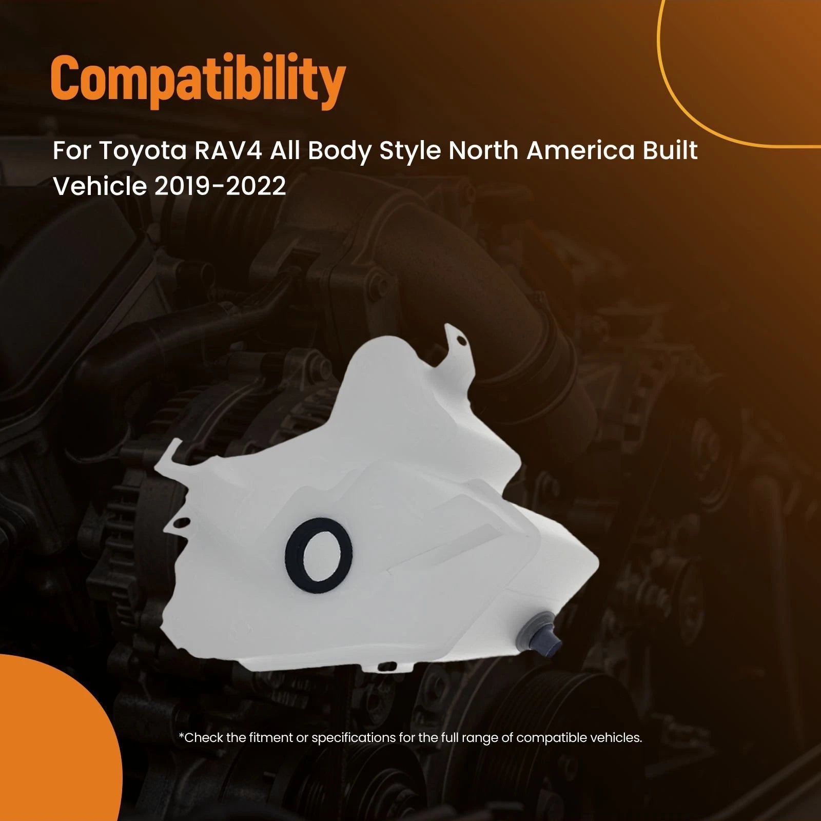 Washer Fluid Reservoir for Toyota RAV4 (2019-2022) with Inlet/Cap/Sensor