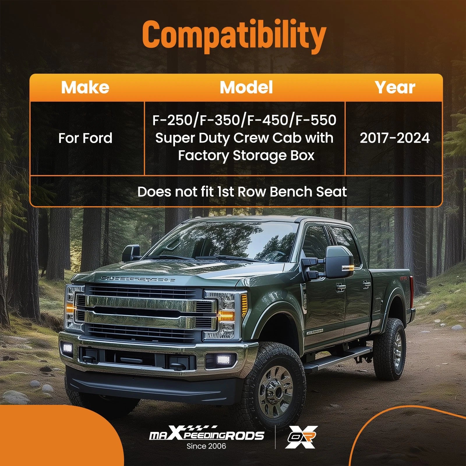 All Weather Floor Mats for Ford F-250 F-350 Super Duty Crew Cab (2017–2024)
