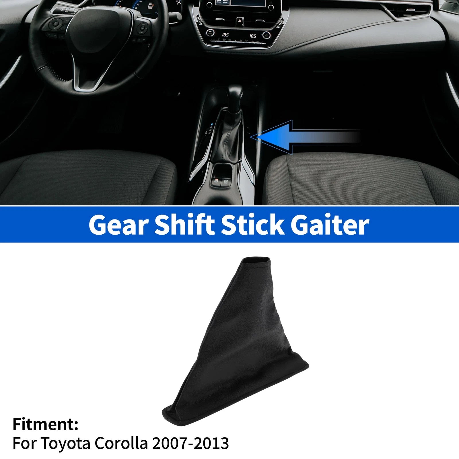 Gear Shift Stick Gaiter for Toyota Corolla (2007–2013) Faux Leather Black