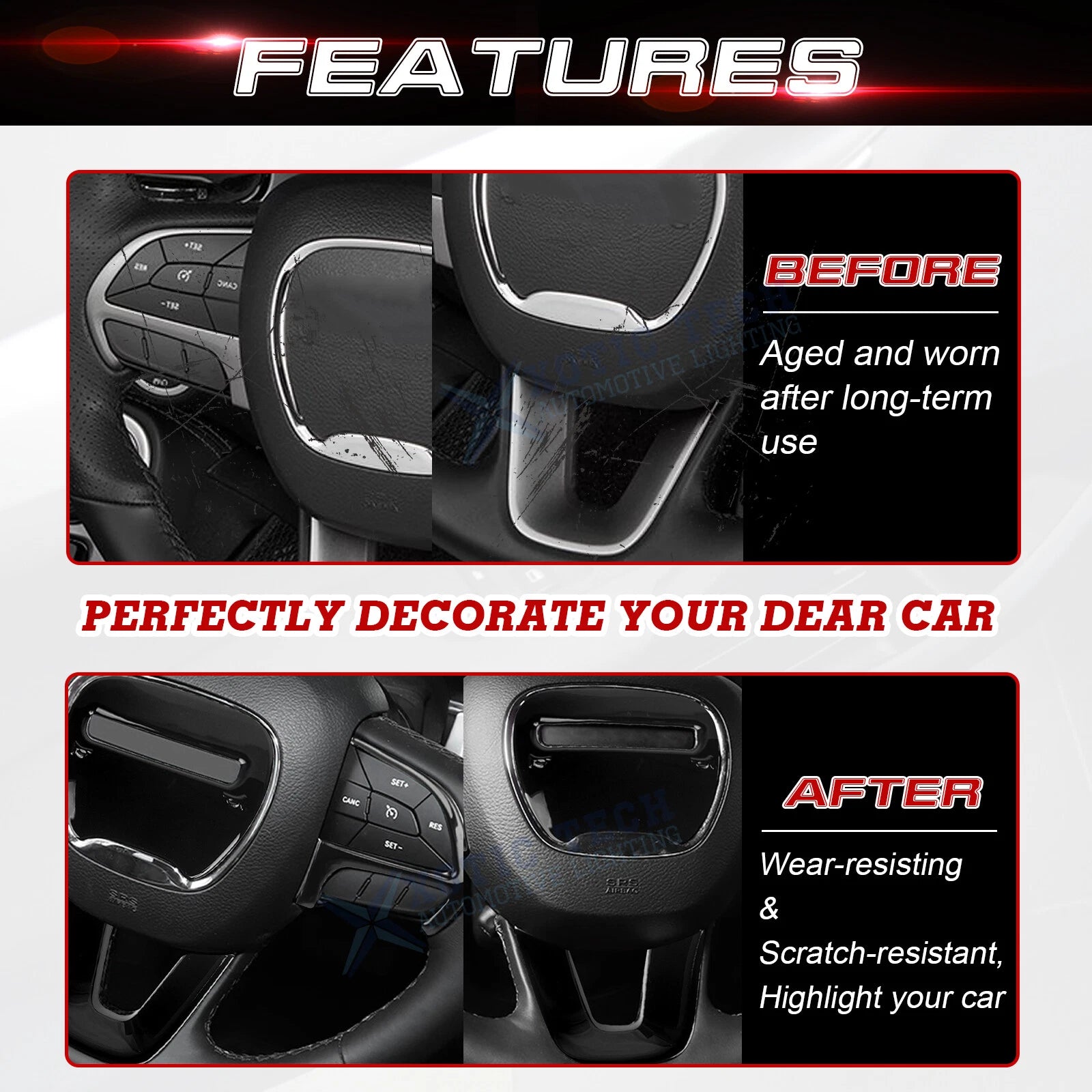 Glossy Black Driver Side Control Cover Trim for Dodge Challenger Charger (2015-)