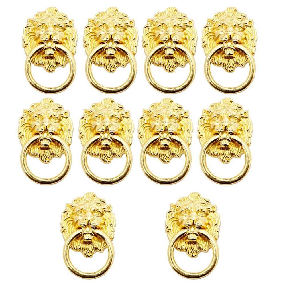 10Pcs Lion Head Cabinet Pulls for Door Drawer Knob Hardware
