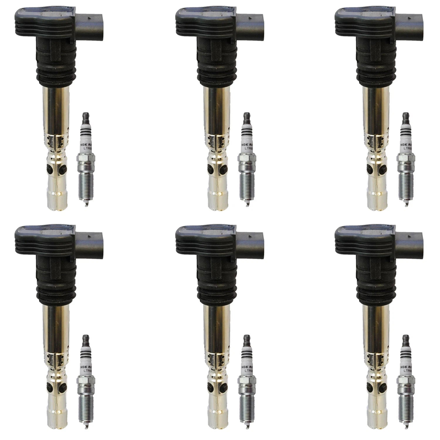 Set of 6 Ignition Coils & NGK Ruthenium Spark Plugs for Ford Taurus (2008–2019)