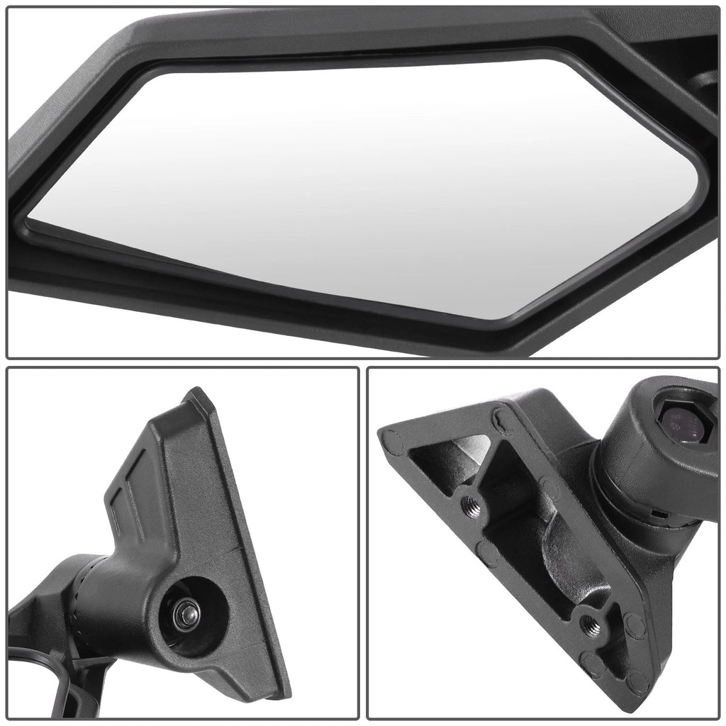 Black Aluminum Convex Glass Side View Mirrors for Can-Am Maverick X3 (2017–2023)