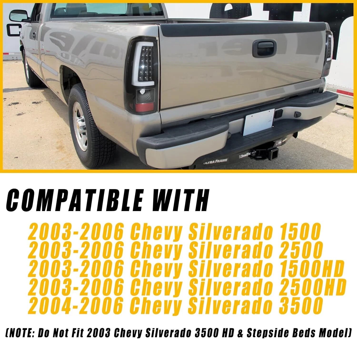 Black LED Tail Lights for Chevy Silverado GMC Sierra (2003-2006)