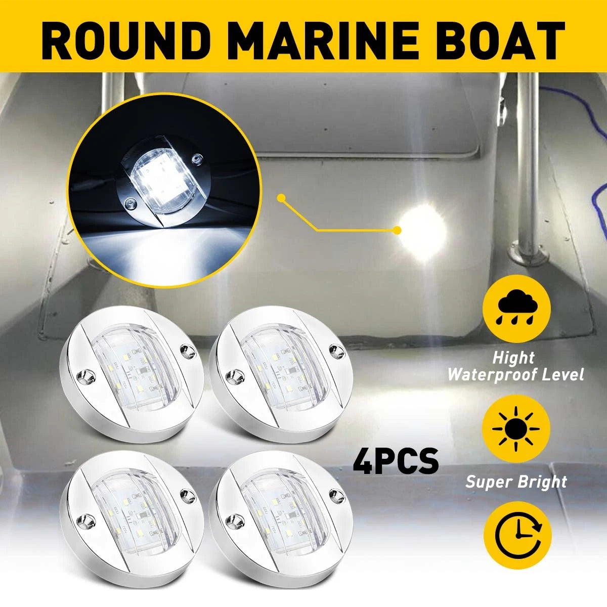 Set of 4 Round Navigation Boat Stern Lights White