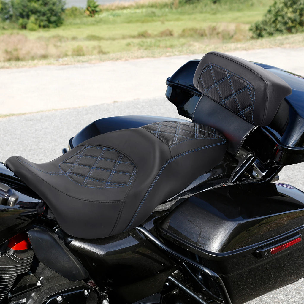 2X Driver Passenger Seat w/ Backrest Pad for Harley Road Glide (2014–2023)