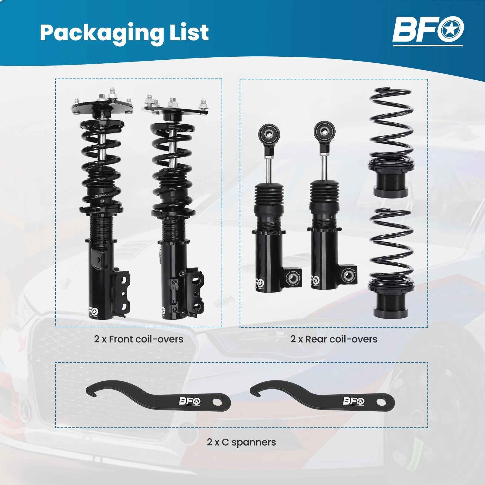 Coilovers Lowering Kit for Hyundai Veloster (2013–2015) Adj. Height