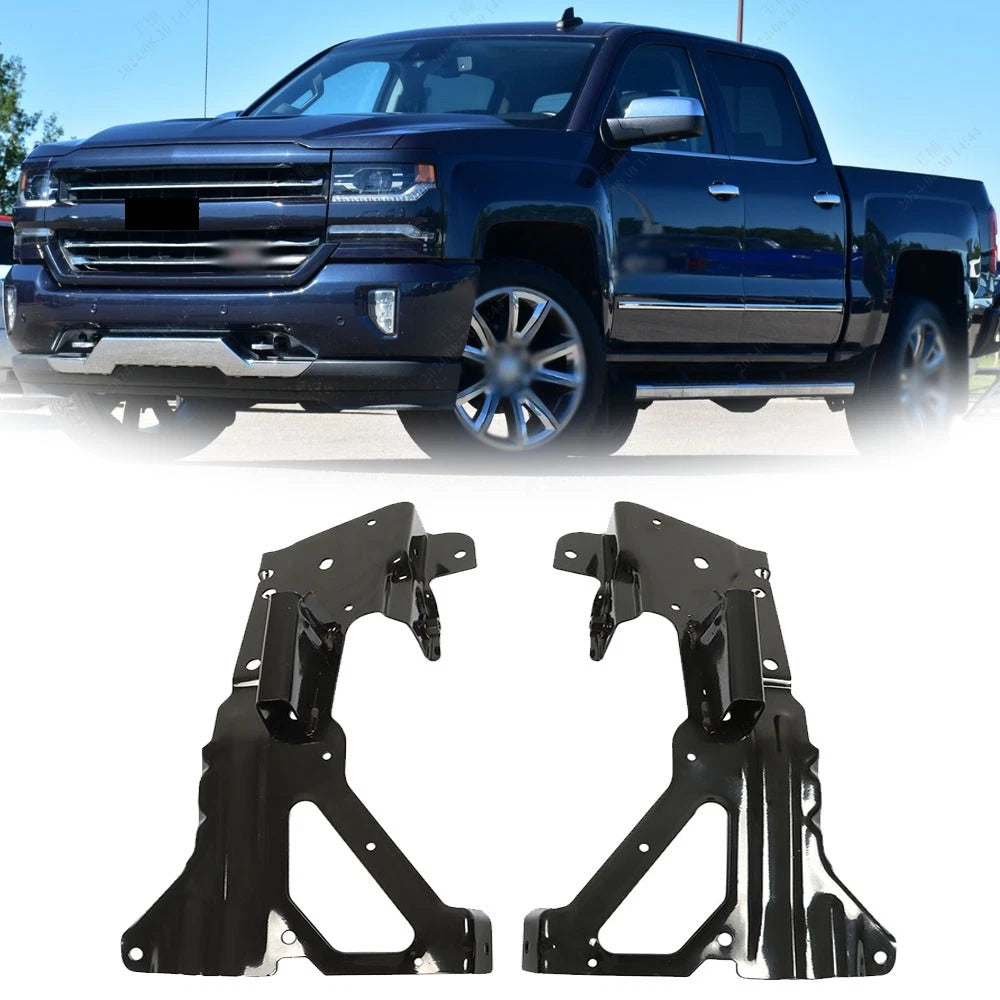 Set of 2 Black Front Bumper Inner Side Brackets for Chevrolet Silverado 1500 (2016–2018)