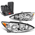 Pair of Chrome Amber Signal Headlights for Toyota Camry (2005–2006)