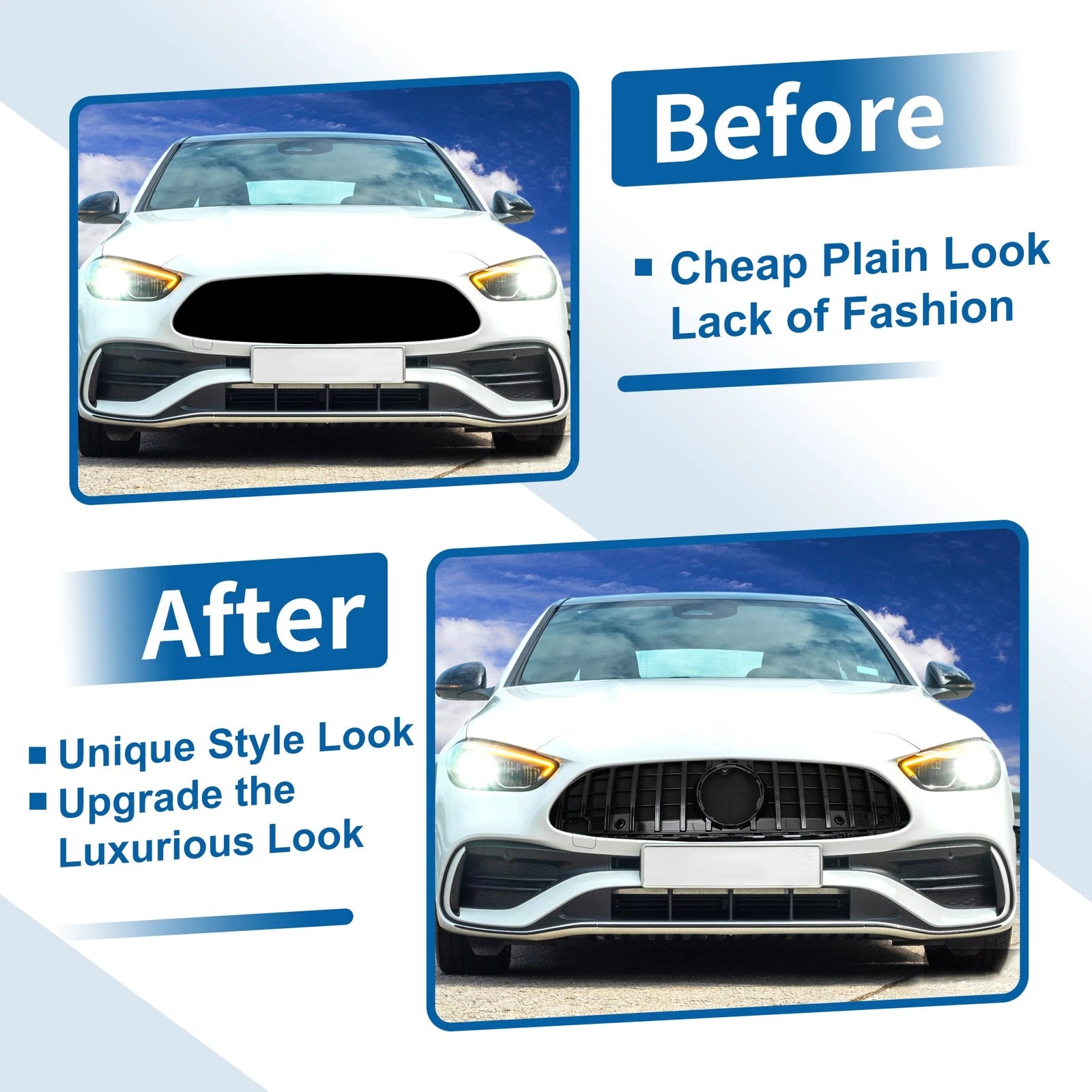 Front Upper Bumper Grille for Mercedes-Benz C200 (2023) AMG Body Styling