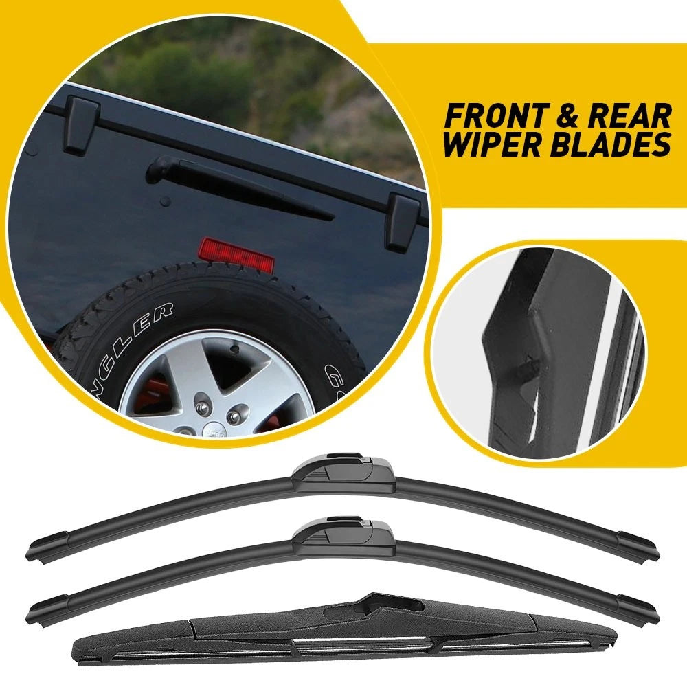 3X Windshield Wiper Blades for Jeep Wrangler (2000–2022) 15''/15''/14'' PY