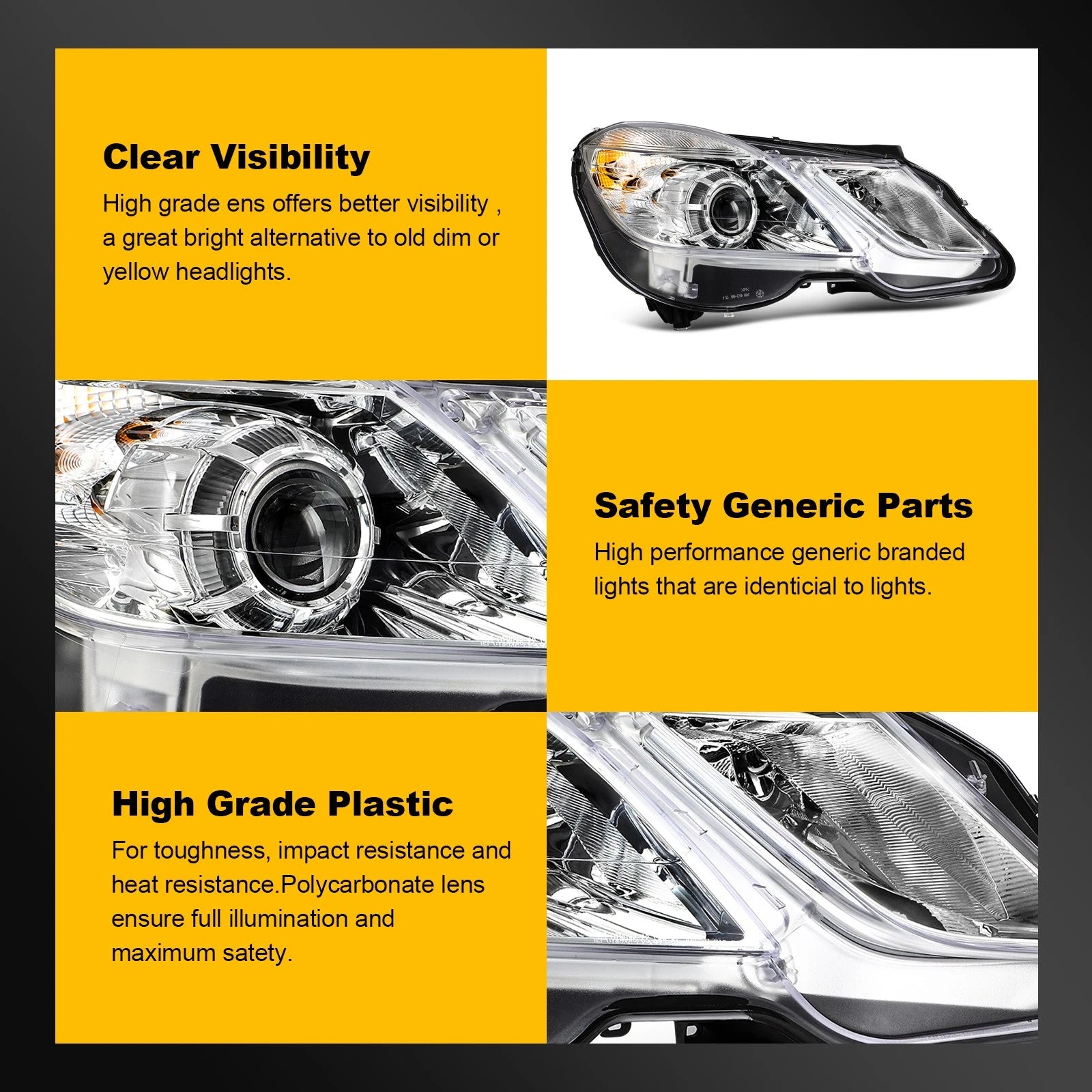 Right Side Headlight Assembly for Mercedes-Benz E550 (2010–2013)
