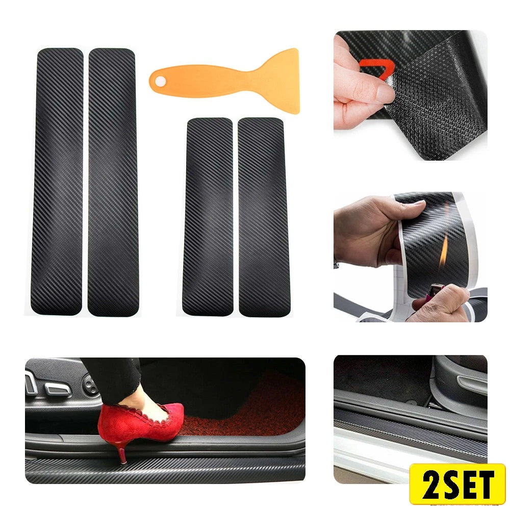 8x Carbon Fiber Door Sill Plate Cover for (USA Stock)