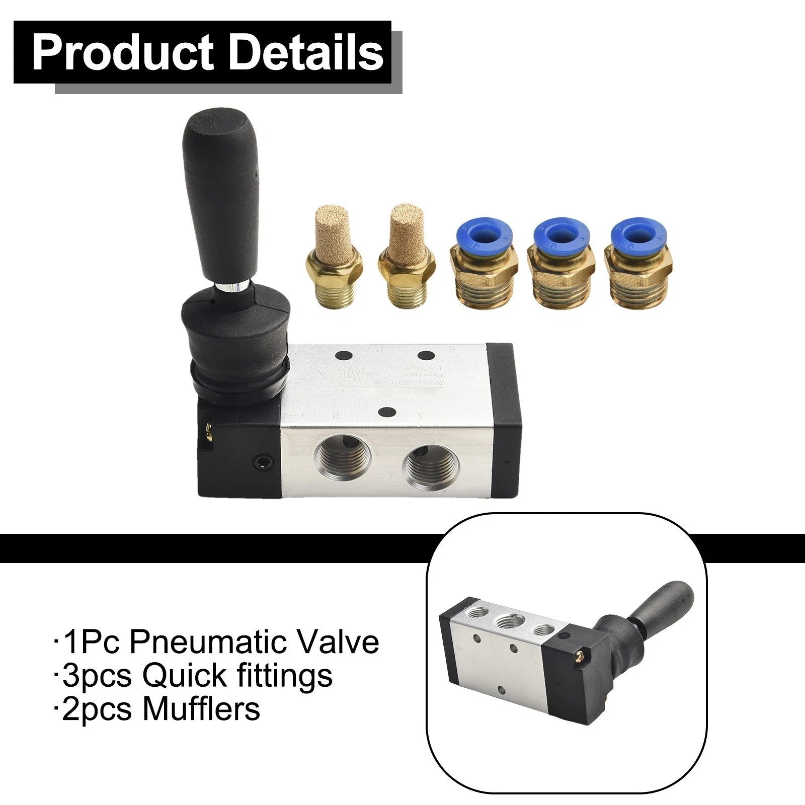 Solenoid Valve Connector for 5-way 2-position Handle Valve (5~60 PSI)