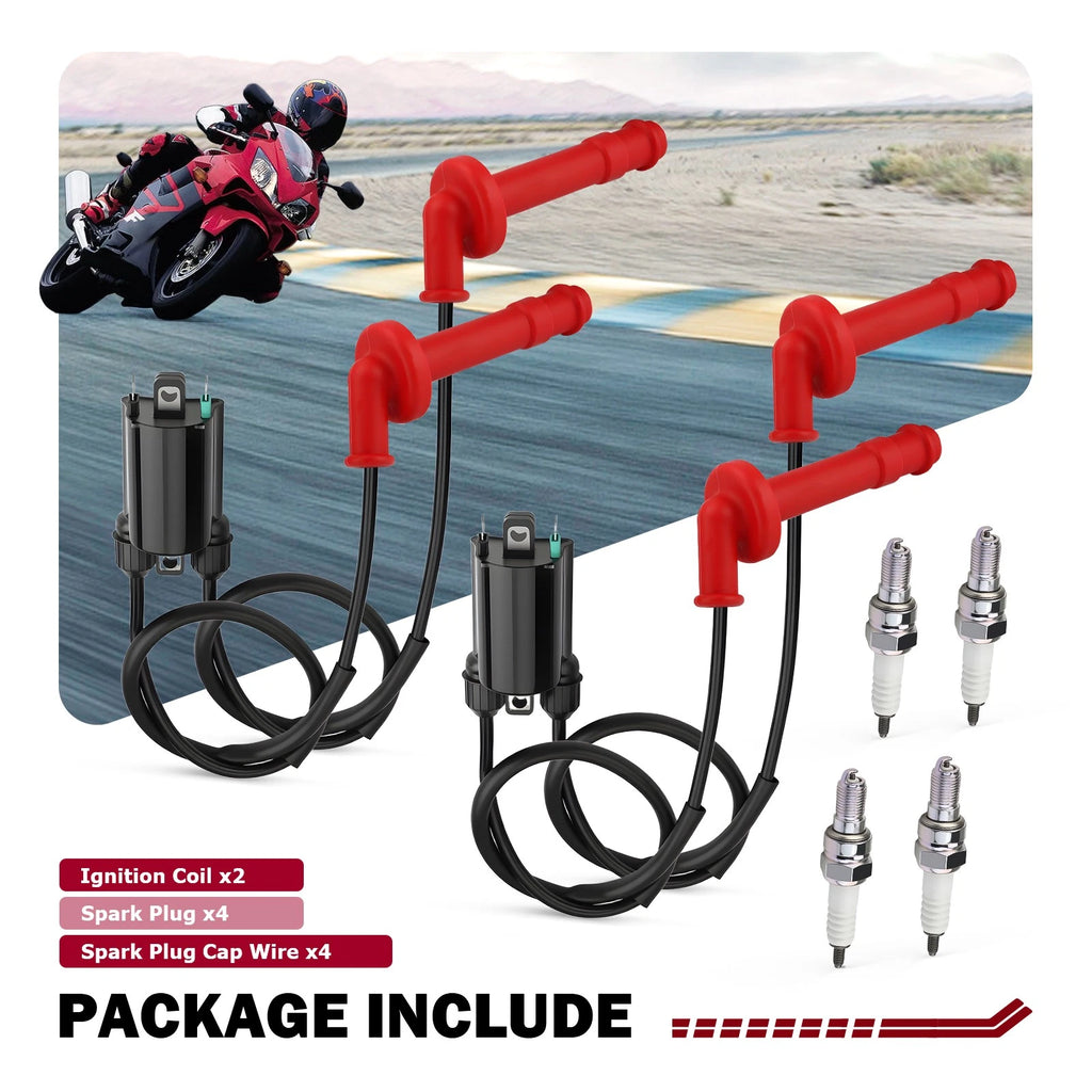Set of 2 Ignition Coils with Spark Plugs for Honda CBR600F2/F3 (1991–1998)