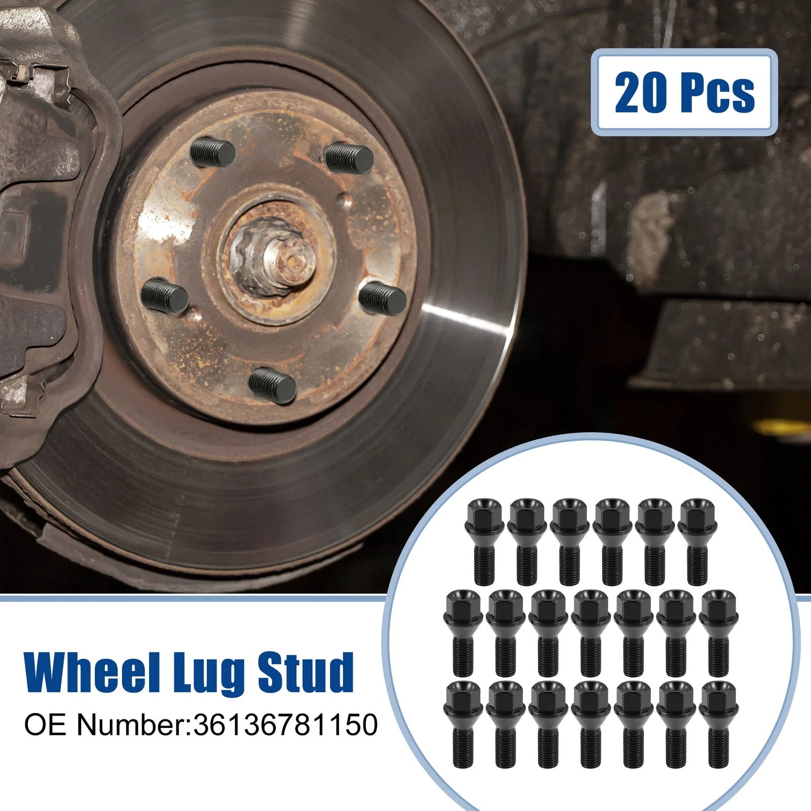 20 Pcs M12x1.5 Wheel Lug Bolt Nut for BMW E46 E90 E39 (No. 36136781150)
