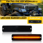 Front Amber Smoke LED Side Marker Lights for Jeep Wrangler YJ (1987–1995)