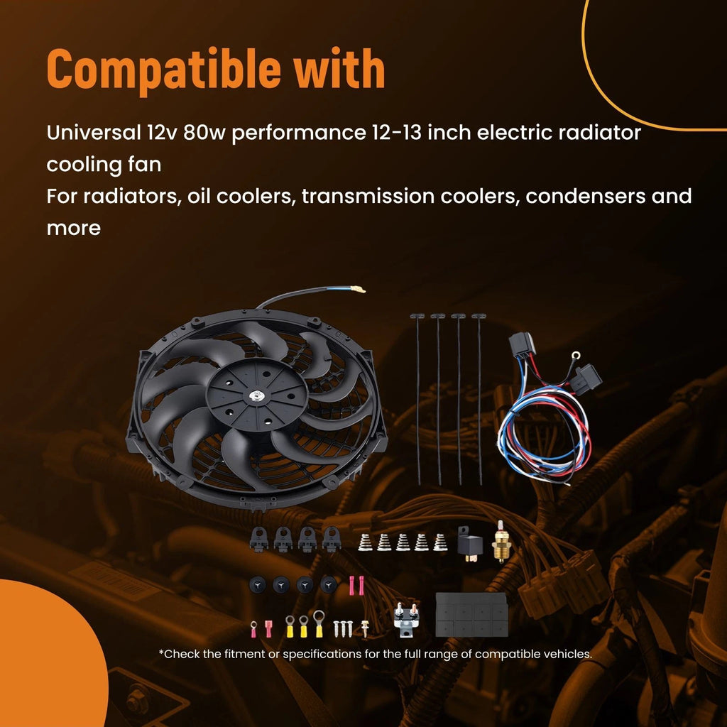 12" Universal Electric Radiator Cooling Fan 80W 12V (Fits Most Models)