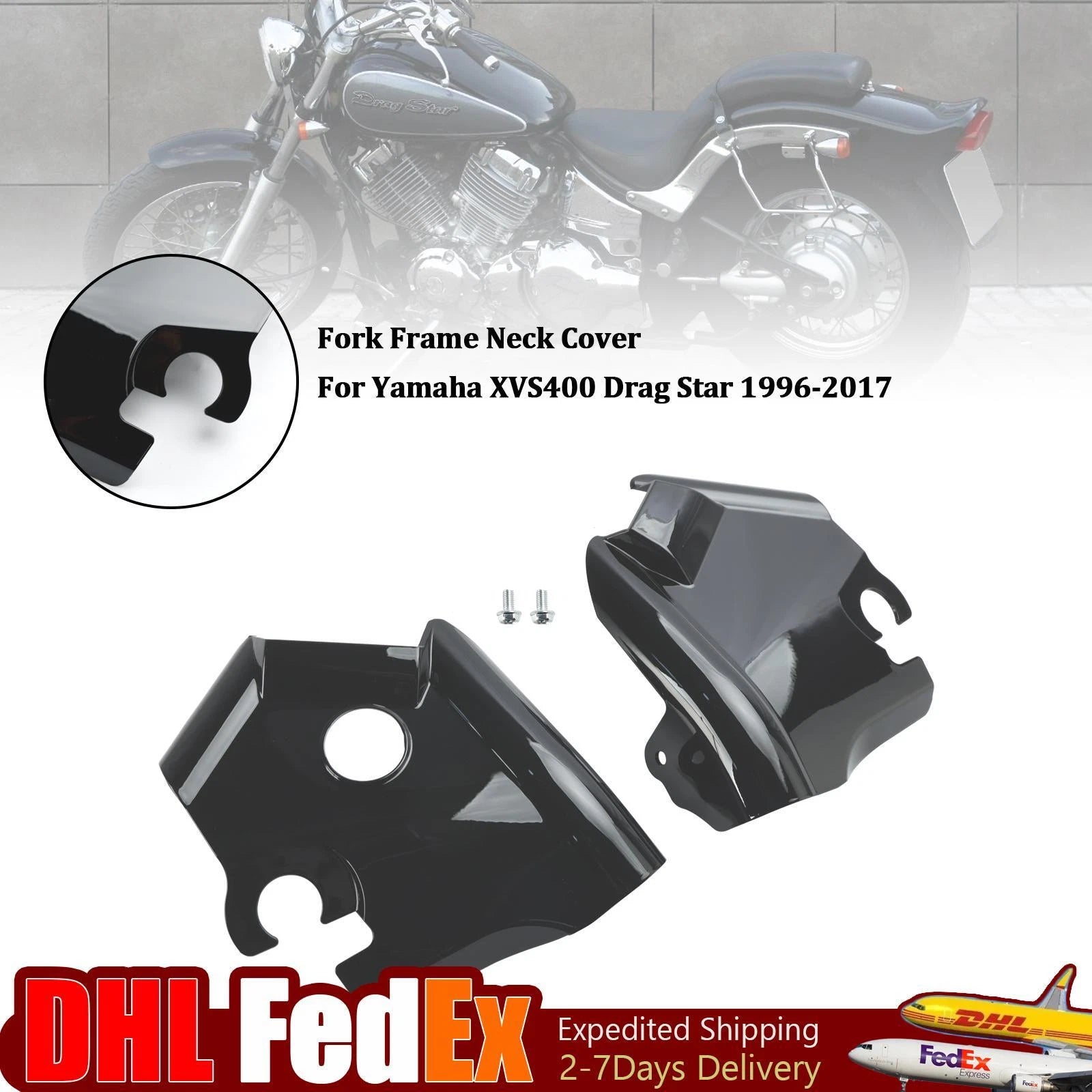 Fork Frame Neck Cover for Yamaha XVS400 XVS650 (1997–2003) Black