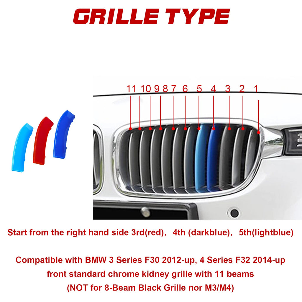 M Sport Tri-Color Grille Rails Insert for BMW 3 Series (2017-2024)