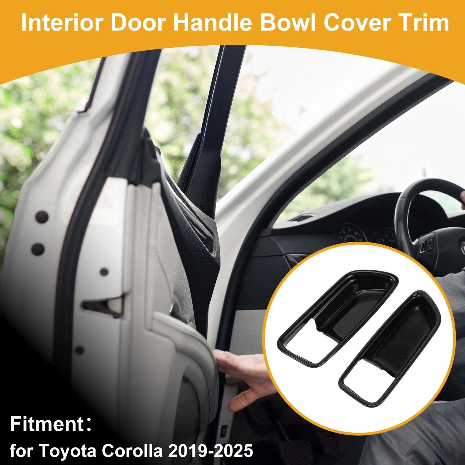 Interior Door Handle Bowl Cover Trim for Toyota Corolla (2019–2025) Gloss Black