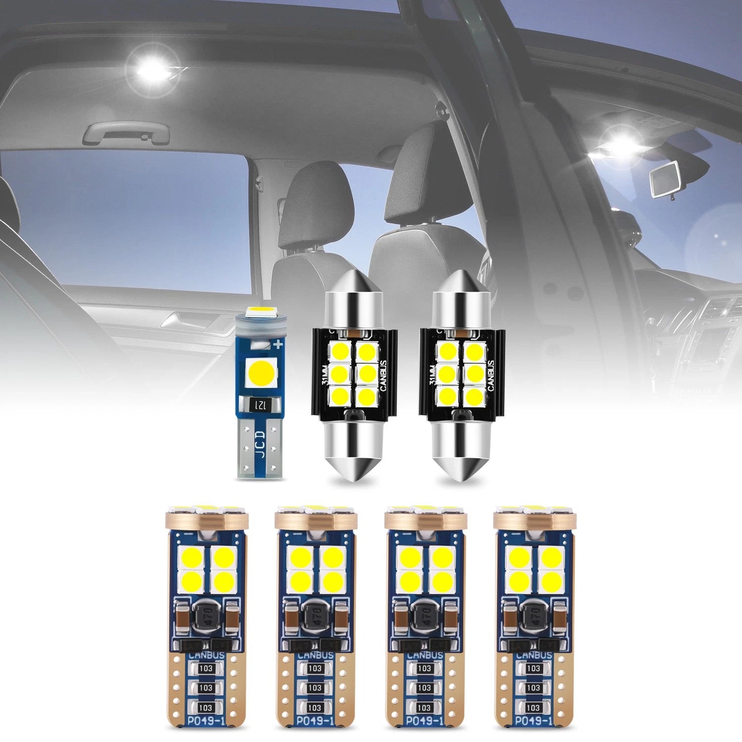 Set of 7 Interior Dome Glove Box Light Bulbs for Toyota Highlander (2001–2007)