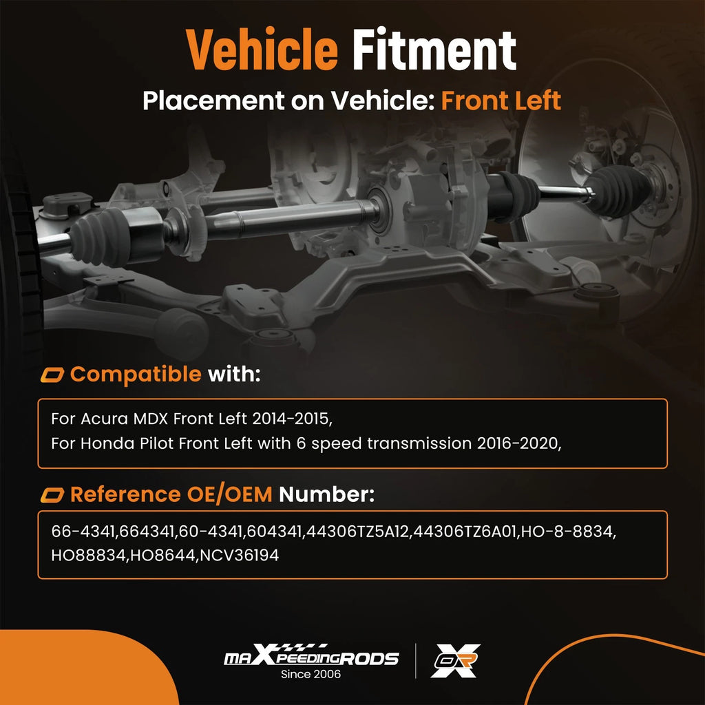 Front Left CV Axle Shaft for Honda Pilot (2016-2020) Acura MDX (2014-2015)