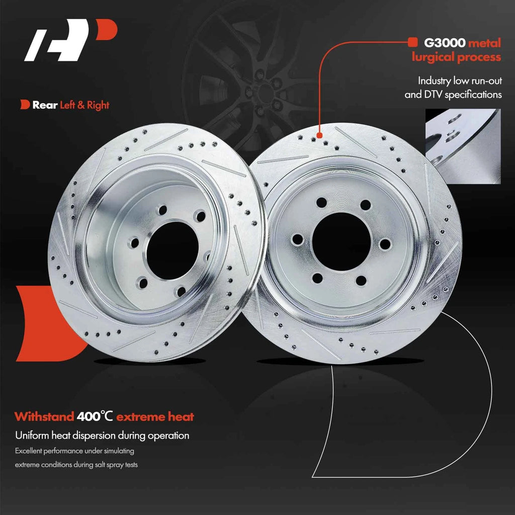 Rear Drilled Brake Rotors for Ford F-150 (2004–2023)
