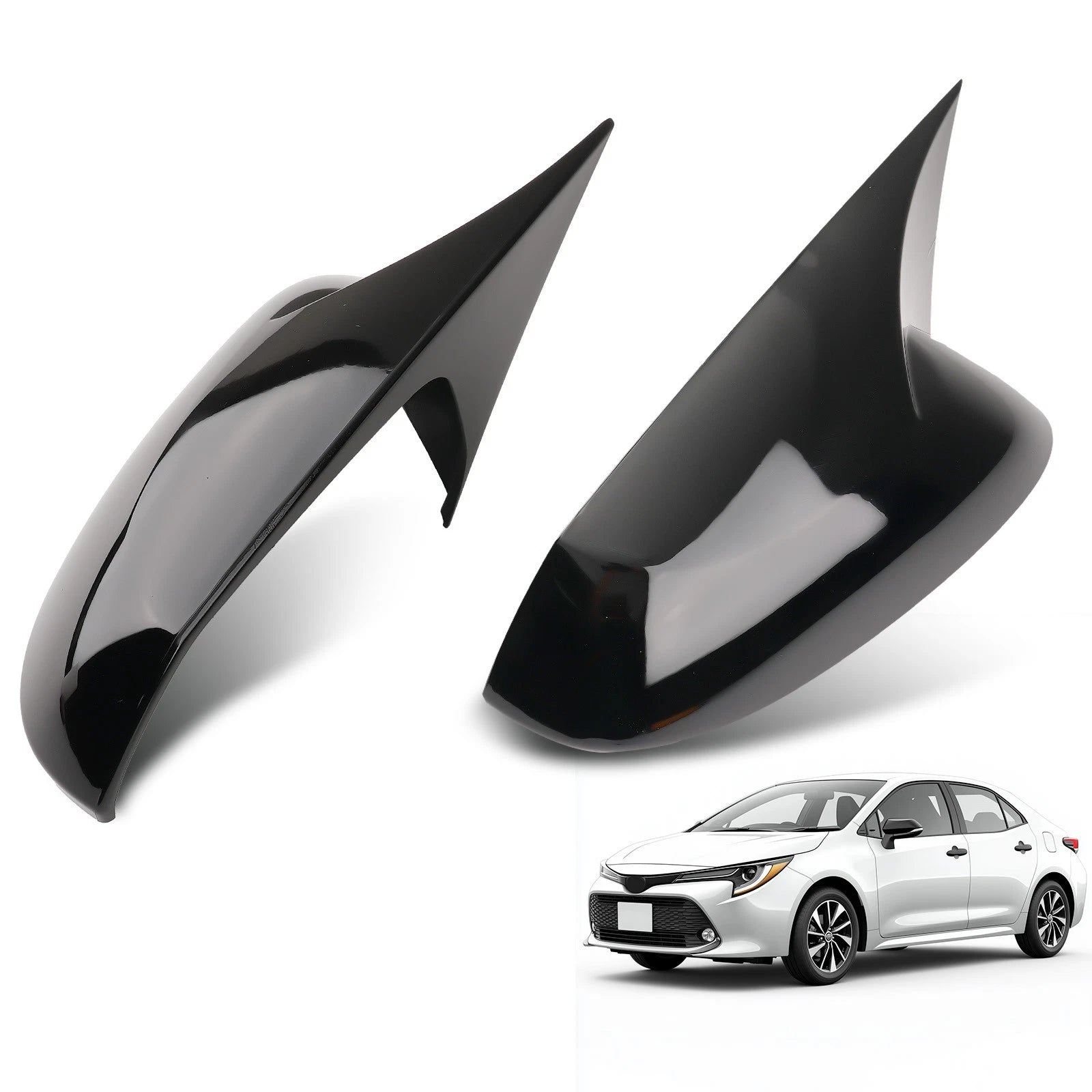 Set of 2 Exterior Mirror Housing Covers for Toyota Corolla (2019–2022) Black ABS