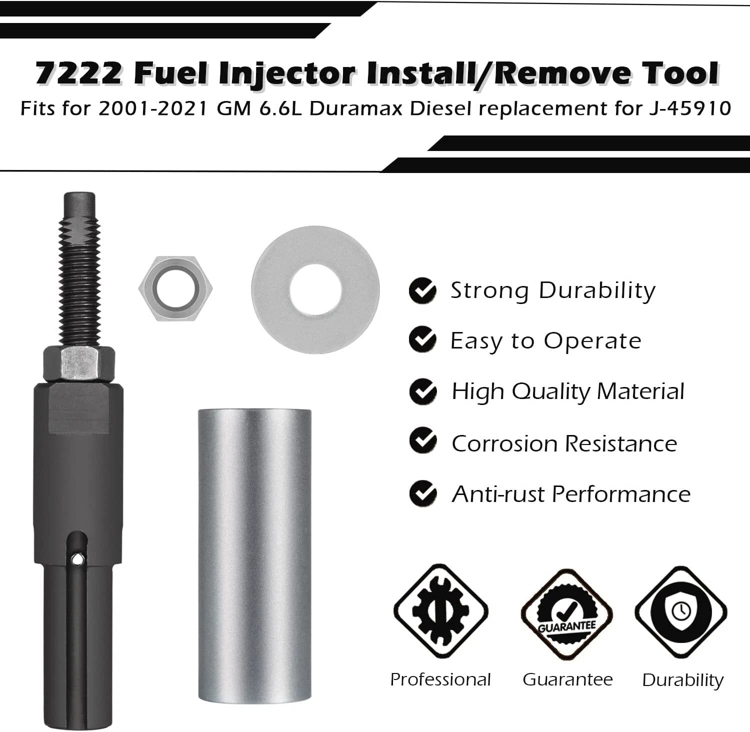 7222 Injector Tube Remover Installer Kit for GM 6.6L Duramax Diesel (2001–2016)