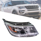 Headlight for Ford Explorer (2016–2019) Black Halogen with LED DRL Right Side