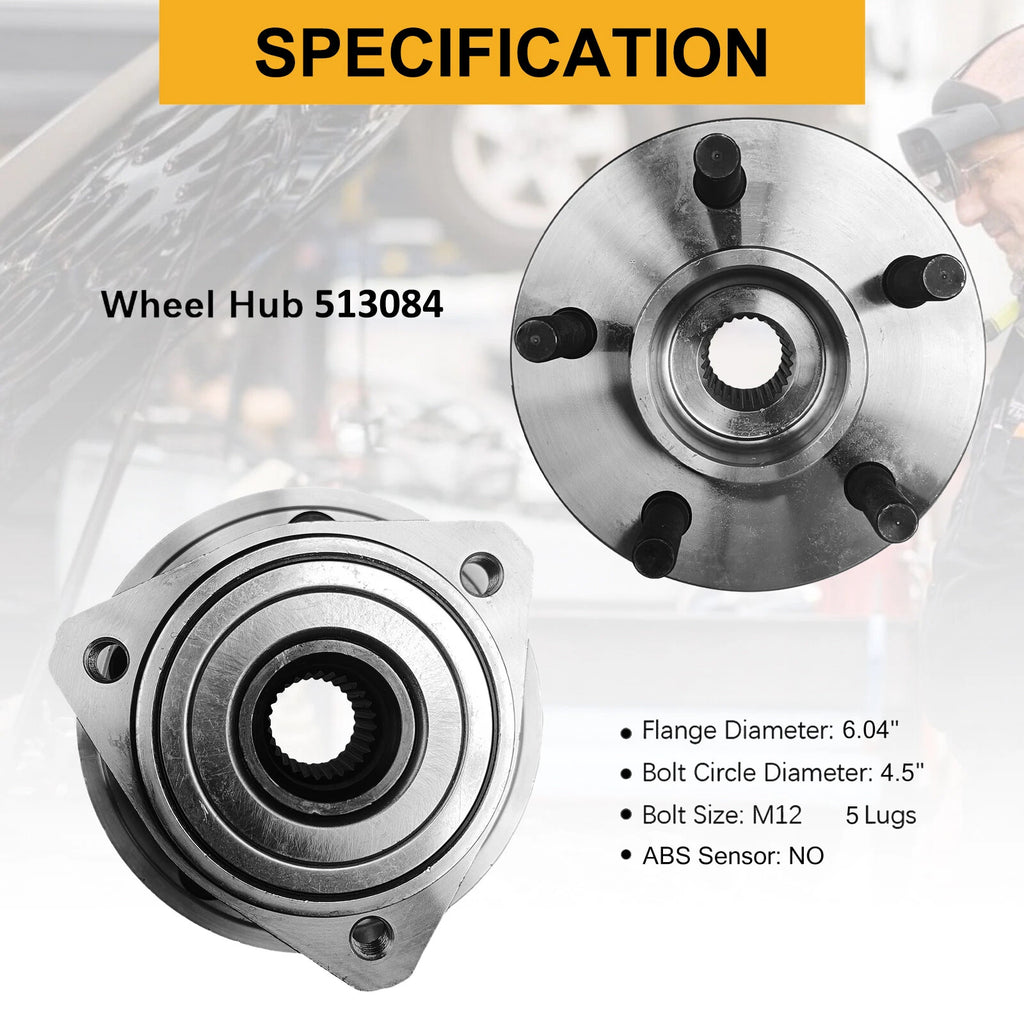 2X Front Wheel Bearings and Hubs Assembly for Jeep Comanche (1990–1992)
