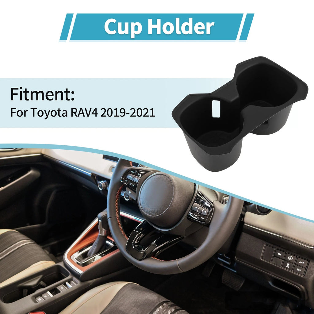 Center Console Cup Holder Organizer for Toyota RAV4 (2019–2021) TPE Black