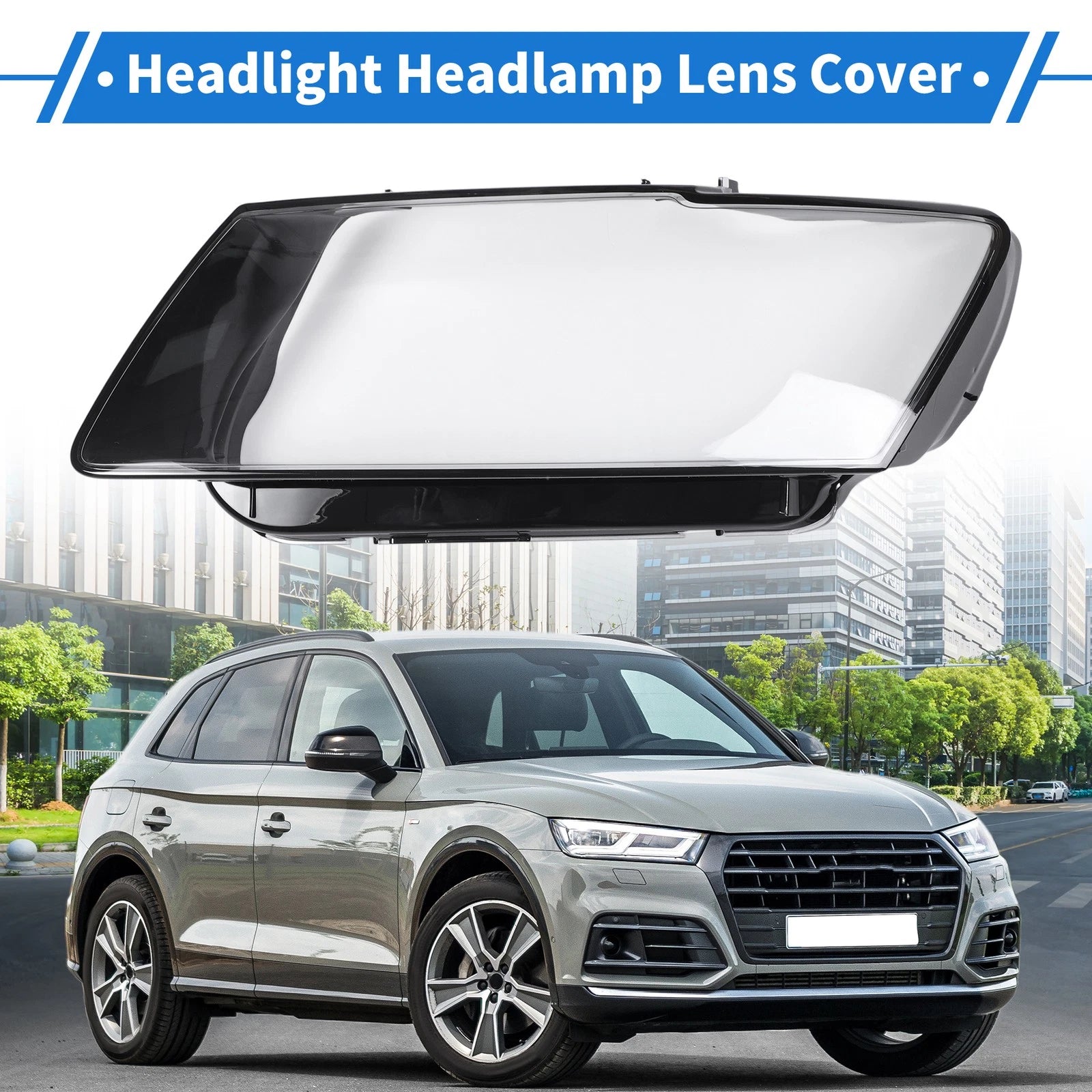 1 Pc Headlight Lens Cover for Audi Q5 (2013–2017) Black