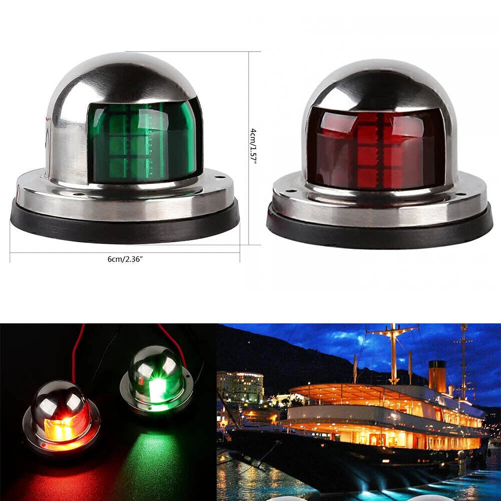 2 Pairs LED Bow Navigation Lights for Marine Boat Yacht Pontoon (12V)
