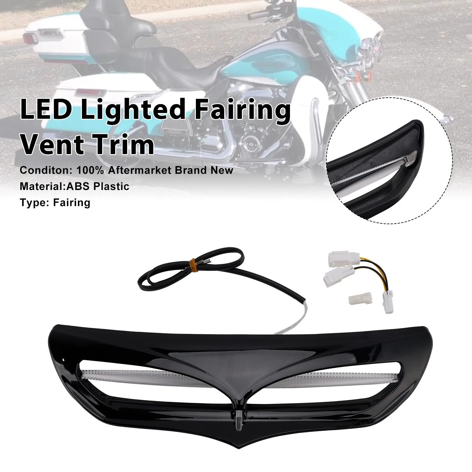 LED Fairing Vent Trim for Electra Street Glide FLHTCU (2014–2022) Black