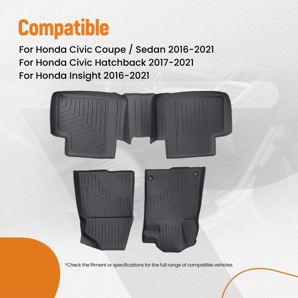 Set of 4 Waterproof Floor Mats Liner for Honda Civic/Insight (2016–2021)
