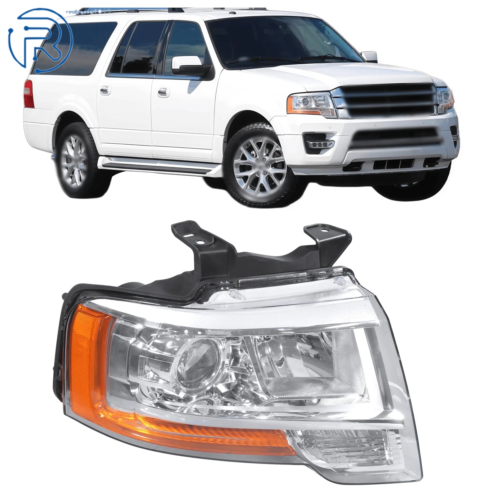 Right Side Headlight for Ford Expedition (2015–2017) RH Halogen Lens