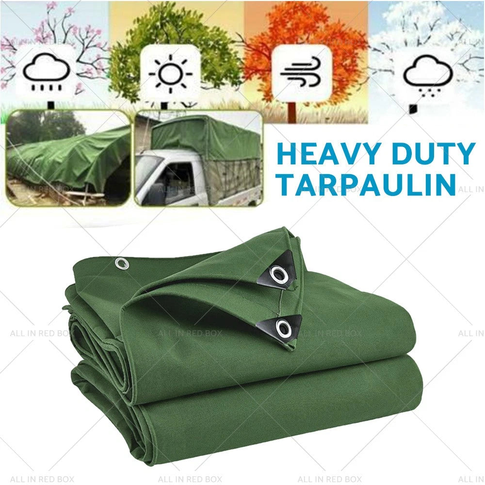 Heavy Duty Canvas Tarp 300x300cm Waterproof Sun Blocked Dustproof