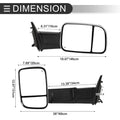 Tow Mirrors for Dodge Ram 1500 2500 2009-2018 with Lights - Silver Tone 2 x
