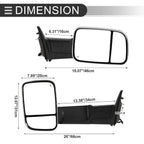 Tow Mirrors for Dodge Ram 1500 2500 2009-2018 with Lights - Silver Tone 2 x